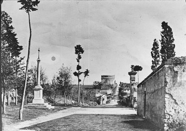 <em>"Appian Way, Rome, Italy"</em>. Lantern slide 3.25x4in, 3.25 x 4 in. Brooklyn Museum, Goodyear. (Photo: Brooklyn Museum, S03i2824l01.jpg