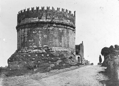 <em>"Appian Way, Rome, Italy"</em>. Lantern slide 3.25x4in, 3.25 x 4 in. Brooklyn Museum, Goodyear. (Photo: Brooklyn Museum, S03i2825l01.jpg