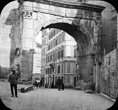 <em>"Arch of Gallienus, Rome, Italy"</em>. Lantern slide 3.25x4in, 3.25 x 4 in. Brooklyn Museum, Goodyear. (Photo: T.H. McAllister, S03i2826l01.jpg