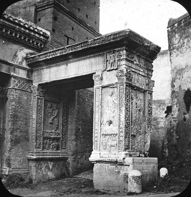 <em>"Arch of the Silversmiths, Rome, Italy"</em>. Lantern slide 3.25x4in, 3.25 x 4 in. Brooklyn Museum, Goodyear. (Photo: Brooklyn Museum, S03i2832l01.jpg