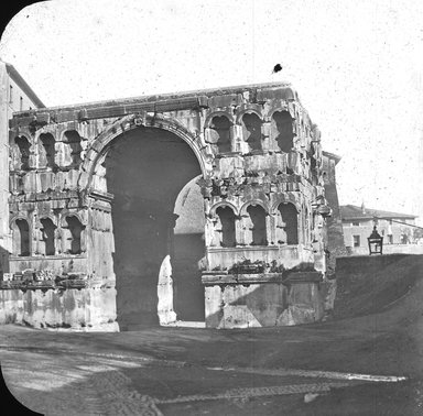 <em>"Arch of Janus Quadrifrons, Rome, Italy"</em>. Lantern slide 3.25x4in, 3.25 x 4 in. Brooklyn Museum, Goodyear. (Photo: Brooklyn Museum, S03i2833l01.jpg