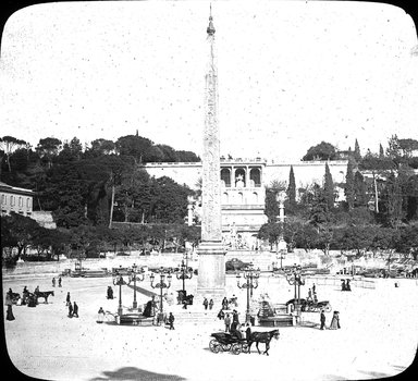 <em>"Piazza del Popolo, Rome, Italy"</em>. Lantern slide 3.25x4in, 3.25 x 4 in. Brooklyn Museum, Goodyear. (Photo: T.H. McAllister, S03i2901l01.jpg