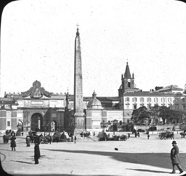 <em>"Piazza del Popolo, Rome, Italy"</em>. Lantern slide 3.25x4in, 3.25 x 4 in. Brooklyn Museum, Goodyear. (Photo: T.H. McAllister, S03i2902l01.jpg