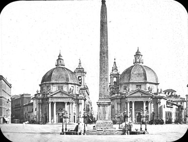 <em>"Piazza del Popolo, Rome, Italy"</em>. Lantern slide 3.25x4in, 3.25 x 4 in. Brooklyn Museum, Goodyear. (Photo: Brooklyn Museum, S03i2903l01.jpg