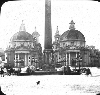 <em>"Piazza del Popolo, Rome, Italy"</em>. Lantern slide 3.25x4in, 3.25 x 4 in. Brooklyn Museum, Goodyear. (Photo: T.H. McAllister, S03i2904l01.jpg