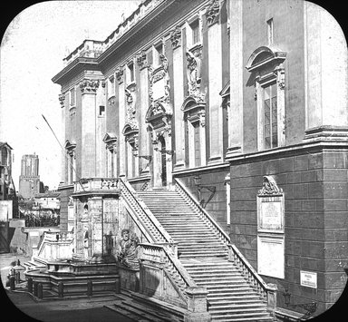 <em>"Capitoline Hill, Rome, Italy"</em>. Lantern slide 3.25x4in, 3.25 x 4 in. Brooklyn Museum, Goodyear. (Photo: T.H. McAllister, S03i2924l01.jpg