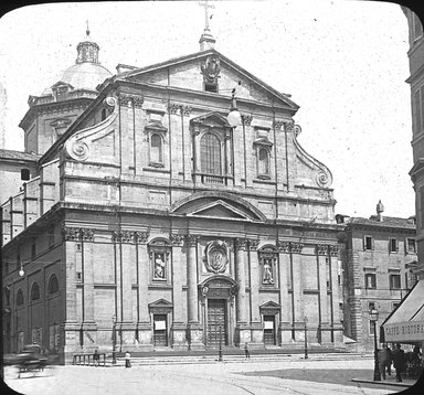 <em>"Church of Gesu, Rome, Italy"</em>. Lantern slide 3.25x4in, 3.25 x 4 in. Brooklyn Museum, Goodyear. (Photo: T.H. McAllister, S03i2953l01.jpg