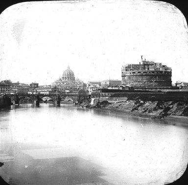 <em>"Tiber River, Rome, Italy"</em>. Lantern slide 3.25x4in, 3.25 x 4 in. Brooklyn Museum, Goodyear. (Photo: Brooklyn Museum, S03i2963l01.jpg