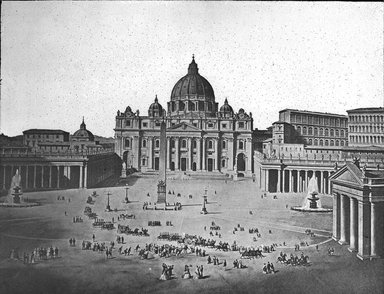 <em>"St. Peter's, Rome, Italy"</em>. Lantern slide 3.25x4in, 3.25 x 4 in. Brooklyn Museum, Goodyear. (Photo: J.B. Colt, S03i2965l01.jpg