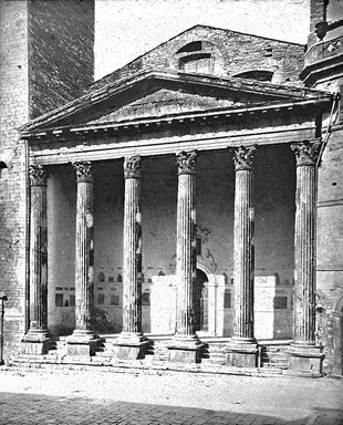 <em>"Roman temple, Assisi, Italy"</em>. Lantern slide 3.25x4in, 3.25 x 4 in. Brooklyn Museum, Goodyear. (Photo: J.B. Colt, S03i3072l01.jpg