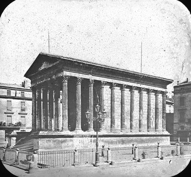 <em>"Maison Carree, Nimes, France"</em>. Lantern slide 3.25x4in, 3.25 x 4 in. Brooklyn Museum, Goodyear. (Photo: J.B. Colt, S03i3085l01.jpg