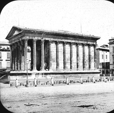 <em>"Maison Carree, Nimes, France"</em>. Lantern slide 3.25x4in, 3.25 x 4 in. Brooklyn Museum, Goodyear. (Photo: J.B. Colt, S03i3086l01.jpg