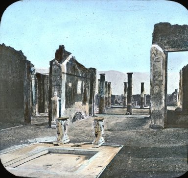 <em>"House, Pompeii, Italy"</em>. Lantern slide 3.25x4in, 3.25 x 4 in. Brooklyn Museum, Goodyear. (Photo: Brooklyn Museum, S03i3138l01.jpg