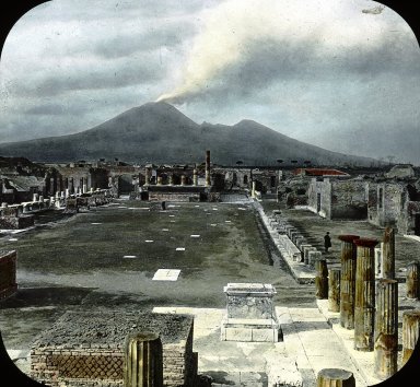 <em>"Forum, Pompeii, Italy"</em>. Lantern slide 3.25x4in, 3.25 x 4 in. Brooklyn Museum, Goodyear. (Photo: T.H. McAllister, S03i3141l01.jpg