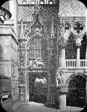 <em>"Porta della Carta, Venice, Italy"</em>. Lantern slide 3.25x4in, 3.25 x 4 in. Brooklyn Museum, Goodyear. (Photo: Brooklyn Museum, S03i3332l01.jpg