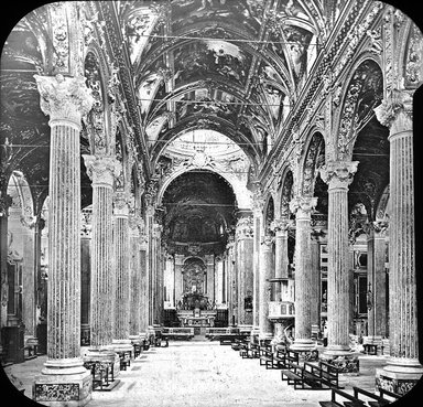 <em>"S. Annunziata, Genoa, Italy"</em>. Lantern slide 3.25x4in, 3.25 x 4 in. Brooklyn Museum, Goodyear. (Photo: J.B. Colt, S03i3409l01.jpg