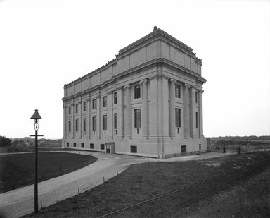 <em>"Brooklyn Museum: exterior. View of the completed West Wing from the northwest, showing north and west facades and surrounding fields, 1897."</em>, 1897. Glass negative 8x10in, 8 x 10 in. Brooklyn Museum, Museum building. (Photo: Brooklyn Museum, S06_BEEi001_Museum_exterior_West_Wing.jpg