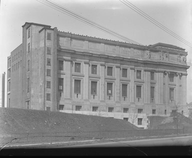 <em>"Brooklyn Museum: exterior. View of the East Wing from the east, showing east and rear facades, ca.1925-1955."</em>, 1925. Glass negative 8x10in, 8 x 10 in. Brooklyn Museum, Museum building. (Photo: Brooklyn Museum, S06_BEEi020.jpg