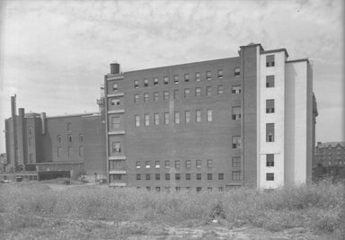 <em>"Brooklyn Museum: exterior. View of  the back of the museum from the southeast, showing rear façade of the West and East Wings, 07/1940."</em>, 1940. Bw negative 5x7in. Brooklyn Museum, Museum building. (Photo: Brooklyn Museum, S06_BEEi030.jpg