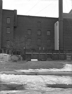<em>"Brooklyn Museum: exterior. View of the back of the Museum from the south, showing rear façade of the West Wing, 1965."</em>, 1965. Bw negative 3.25x4.5in, 3.25 x 4.5in (8.2 x 11.2 cm). Brooklyn Museum, Museum building. (Photo: Brooklyn Museum, S06_BEEi073.jpg