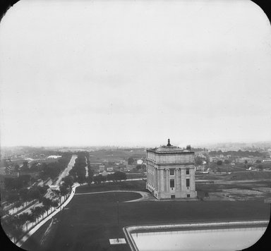 <em>"Brooklyn Museum: exterior. View of the West Wing from Mount Prospect Reservoir, showing complete West Wing and surrounding open fields, 1898."</em>, 1898. Bw copy negative 5x7in, 5 x 7in (12.7 x 17.8 cm). Brooklyn Museum, Museum building. (Photo: Brooklyn Museum, S06_BEEi078.jpg