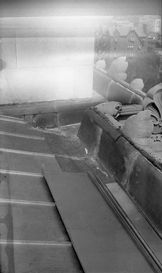 <em>"Brooklyn Museum: exterior. View of the façade trim from the roof of the museum, 1948."</em>, 1948. Bw negative 1.75x2.75in, 1.75 x 2.75in (4.5 x 7 cm). Brooklyn Museum, Museum building. (Photo: Brooklyn Museum, S06_BEEi082.jpg