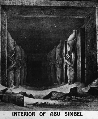 <em>"Views, Objects: Egypt. Abu Simbel. View 06: Interior of Abu Simbel."</em>. Lantern slide 3.25x4in, 3.25 x 4 in. Brooklyn Museum, lantern slides. (Photo: Kay C. Lenskold, Floral Park, New York, S10_08_Egypt_AbuSimbel06.jpg