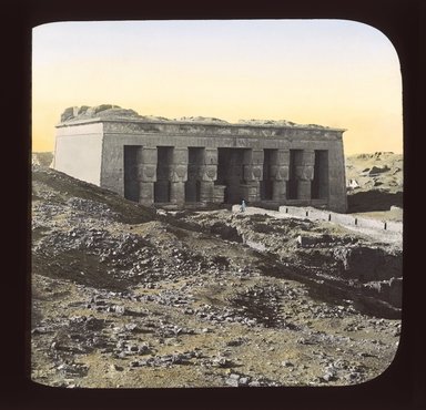 <em>"Views, Objects: Egypt. Denderah. View 04: Egypt - Denderah."</em>. Lantern slide 3.25x4in, 3.25 x 4 in. Brooklyn Museum, lantern slides. (S10_08_Egypt_Denderah04_SL1.jpg