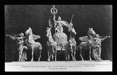 <em>"Views: Brooklyn, Long Island, Staten Island. Brooklyn monuments. View 002: Quadriga from the Soldiers' and Sailors' Memorial Arch by Frederick W. MacMonnies (front view) , Brooklyn ."</em>. Lantern slide 3.25x4in, 3.25 x 4 in. Brooklyn Museum, CHART_2011. (S10_11_Brooklyn_LI_SI_Brooklyn_Monuments002.jpg
