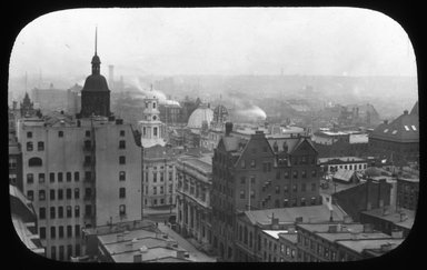 <em>"Views: Brooklyn, Long Island, Staten Island. Brooklyn scenes; buildings. View 007: Bird's Eye View from Building of Franklin Trust Company."</em>, 1885. Lantern slide 3.25x4in, 3.25 x 4 in. Brooklyn Museum, CHART_2011. (Photo: W. Montgomery, S10_11_Brooklyn_LI_SI_Brooklyn_Scenes_Buildings007.jpg