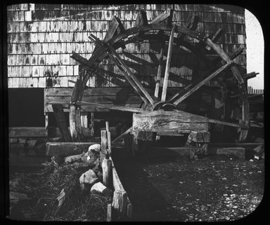 <em>"Views: Brooklyn, Long Island, Staten Island. Brooklyn scenes; buildings. View 019: Garrettson's Mill, water wheel."</em>. Lantern slide 3.25x4in, 3.25 x 4 in. Brooklyn Museum, CHART_2011. (Photo: James Ferguson, S10_11_Brooklyn_LI_SI_Brooklyn_Scenes_Buildings019.jpg