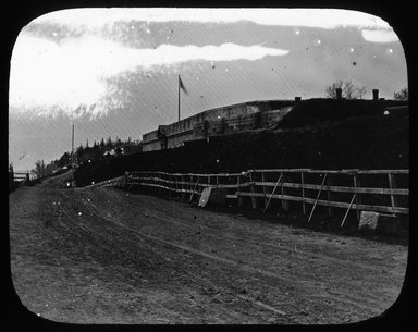 <em>"Views: Brooklyn, Long Island, Staten Island. Brooklyn scenes; buildings. View 022: Fort Hamilton."</em>. Lantern slide 3.25x4in, 3.25 x 4 in. Brooklyn Museum, CHART_2011. (S10_11_Brooklyn_LI_SI_Brooklyn_Scenes_Buildings022.jpg