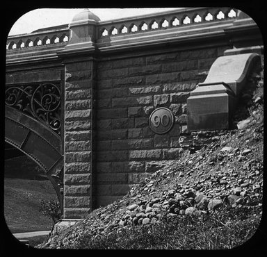 <em>"Views: Brooklyn, Long Island, Staten Island. Brooklyn scenes; buildings. View 033: Unknown (bridge base?) [Terrace Bridge]."</em>. Lantern slide 3.25x4in, 3.25 x 4 in. Brooklyn Museum, CHART_2011. (Photo: Gould W. Hart, S10_11_Brooklyn_LI_SI_Brooklyn_Scenes_Buildings033.jpg