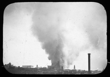 <em>"Views: Brooklyn, Long Island, Staten Island. Brooklyn scenes; buildings. View 039: Burning of Talmage's Tabernacle, 1894."</em>, 1894. Lantern slide 3.25x4in, 3.25 x 4 in. Brooklyn Museum, CHART_2011. (S10_11_Brooklyn_LI_SI_Brooklyn_Scenes_Buildings039.jpg