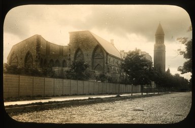 <em>"Views: Brooklyn, Long Island, Staten Island. Brooklyn scenes; buildings. View 043: Church, Greene Avenue and Carlton Avenue."</em>. Lantern slide 3.25x4in, 3.25 x 4 in. Brooklyn Museum, CHART_2011. (S10_11_Brooklyn_LI_SI_Brooklyn_Scenes_Buildings043.jpg