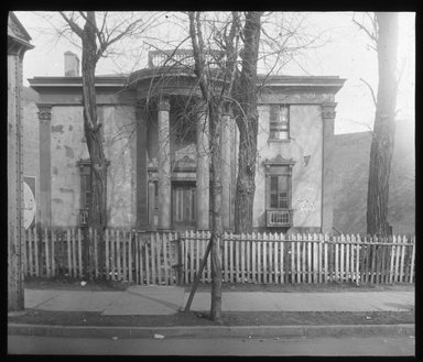 <em>"Views: Brooklyn. Various. View 014: Old Lefferts Mansion - destroyed."</em>. Lantern slide 3.25x4in, 3.25 x 4 in. Brooklyn Museum, CHART_2011. (Photo: John H. Norris, S10_12_Brooklyn_Various014.jpg