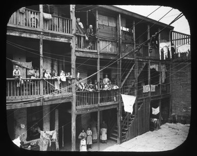 <em>"Views: Brooklyn. Various. View 024: Tenements. Brooklyn, Gold Street. 1890."</em>, 1890. Lantern slide 3.25x4in, 3.25 x 4 in. Brooklyn Museum, CHART_2011. (Photo: Julius Wilcox, S10_12_Brooklyn_Various024.jpg