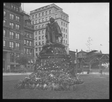 <em>"Views: Brooklyn. Various. View 041: Ward, John Q.A. H.W. Beecher. Brooklyn - Borough Hall. Decoration Day, 1897."</em>, 1897. Lantern slide 3.25x4in, 3.25 x 4 in. Brooklyn Museum, CHART_2011. (S10_12_Brooklyn_Various041.jpg