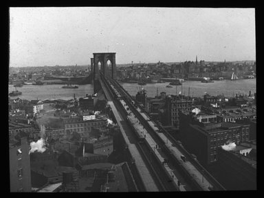 <em>"Views: U.S., Brooklyn. Brooklyn Bridge. View 008: View from NY end, 1896."</em>, 1896. Lantern slide 3.25x4in, 3.25 x 4 in. Brooklyn Museum, CHART_2011. (Photo: Charles H. Morse, S10_21_US_Brooklyn_Brooklyn_Bridge008.jpg