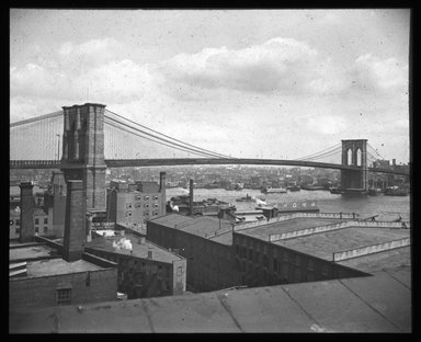 <em>"Views: U.S., Brooklyn. Brooklyn Bridge. View 016: View from 'Waterview' flats."</em>. Lantern slide 3.25x4in, 3.25 x 4 in. Brooklyn Museum, CHART_2011. (S10_21_US_Brooklyn_Brooklyn_Bridge016.jpg