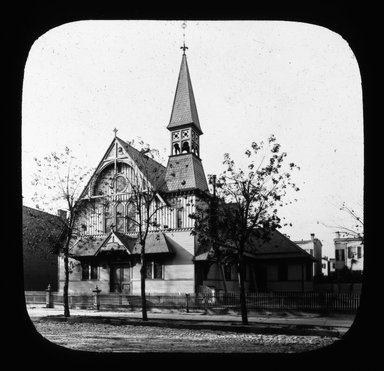 <em>"Views: U.S., Brooklyn. Brooklyn churches; synagogues. View 005: Greene Ave Pres. Church."</em>, 1894. Lantern slide 3.25x4in, 3.25 x 4 in. Brooklyn Museum, CHART_2011. (S10_21_US_Brooklyn_Brooklyn_Churches_Synagogues005.jpg