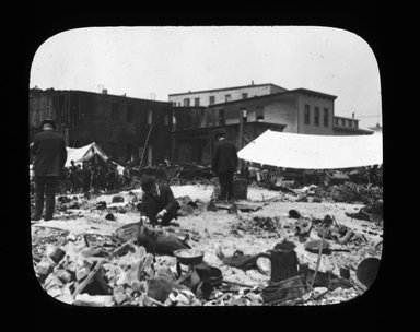 <em>"Views: U.S., Brooklyn. Brooklyn, Coney Island. View 011: After fire on the 'Bowery'. Coney Island 1900."</em>, 1900. Lantern slide 3.25x4in, 3.25 x 4 in. Brooklyn Museum, CHART_2011. (Photo: P. G. Farquharson, S10_21_US_Brooklyn_Brooklyn_Coney_Island011.jpg