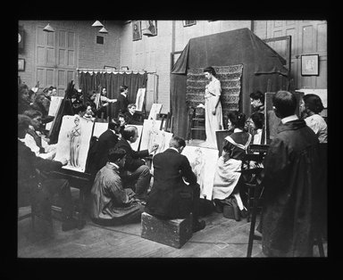 <em>"Views: U.S., Brooklyn. Brooklyn, Pratt Institute. View 003: Portrait Room, Pratt Institute."</em>, 1899. Lantern slide 3.25x4in, 3.25 x 4 in. Brooklyn Museum, CHART_2011. (S10_21_US_Brooklyn_Brooklyn_Pratt_Institute003.jpg