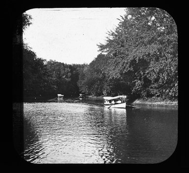 <em>"Views: U.S., Brooklyn. Brooklyn, Prospect Park. View 008: View of the lake."</em>. Lantern slide 3.25x4in, 3.25 x 4 in. Brooklyn Museum, CHART_2011. (Photo: Gould W. Hart, S10_21_US_Brooklyn_Brooklyn_Prospect_Park008.jpg