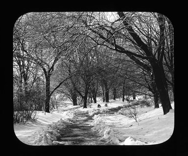 <em>"Views: U.S., Brooklyn. Brooklyn, Prospect Park. View 028: A winter."</em>. Lantern slide 3.25x4in, 3.25 x 4 in. Brooklyn Museum, CHART_2011. (Photo: Starks W. Lewis, S10_21_US_Brooklyn_Brooklyn_Prospect_Park028.jpg