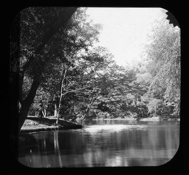 <em>"Views: U.S., Brooklyn. Brooklyn, Prospect Park. View 047: View of the lake."</em>. Lantern slide 3.25x4in, 3.25 x 4 in. Brooklyn Museum, CHART_2011. (Photo: Gould W. Hart, S10_21_US_Brooklyn_Brooklyn_Prospect_Park047.jpg