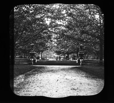 <em>"Views: U.S., Brooklyn. Brooklyn, Prospect Park. View 051: Footpath [Concert Grove]."</em>. Lantern slide 3.25x4in, 3.25 x 4 in. Brooklyn Museum, CHART_2011. (Photo: J.H. Norris, S10_21_US_Brooklyn_Brooklyn_Prospect_Park051.jpg