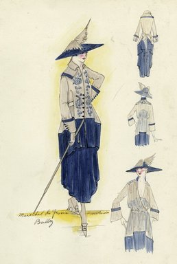 <em>"Henri Bendel Fashion and Costume Sketch Collection. Sketch HB 25-04, 1917."</em>, 1917. Printed material. Brooklyn Museum. (SC01.1_Bendel_Collection_HB_025-004_1917.jpg