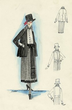 <em>"Henri Bendel Fashion and Costume Sketch Collection. Sketch HB 25-08, 1917."</em>, 1917. Printed material. Brooklyn Museum. (SC01.1_Bendel_Collection_HB_025-008_1917.jpg