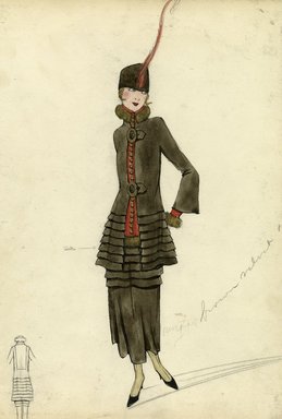 <em>"Henri Bendel Fashion and Costume Sketch Collection. Sketch HB 25-11, 1917."</em>, 1917. Printed material. Brooklyn Museum. (SC01.1_Bendel_Collection_HB_025-011_1917.jpg